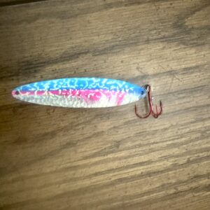 5” spoon blue/pink yellow silver backing
