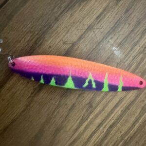 5” spoon purple/pink/orange /green  silver back